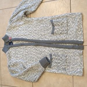 Vintage 80’s Monto Por Le Chois Long Gray Open Front Cardigan Size Small